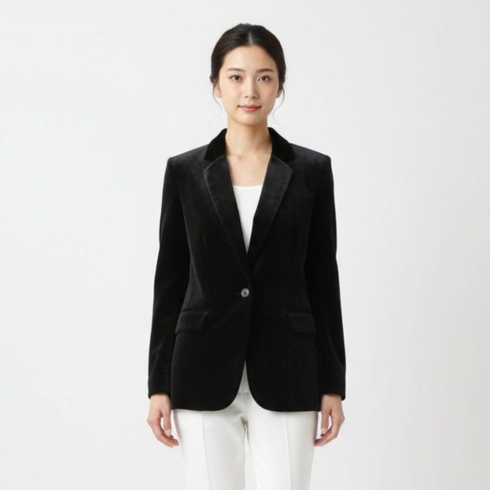 Banana Republic Black Velvet Long Sleeve Blazer Jacket NEW 18